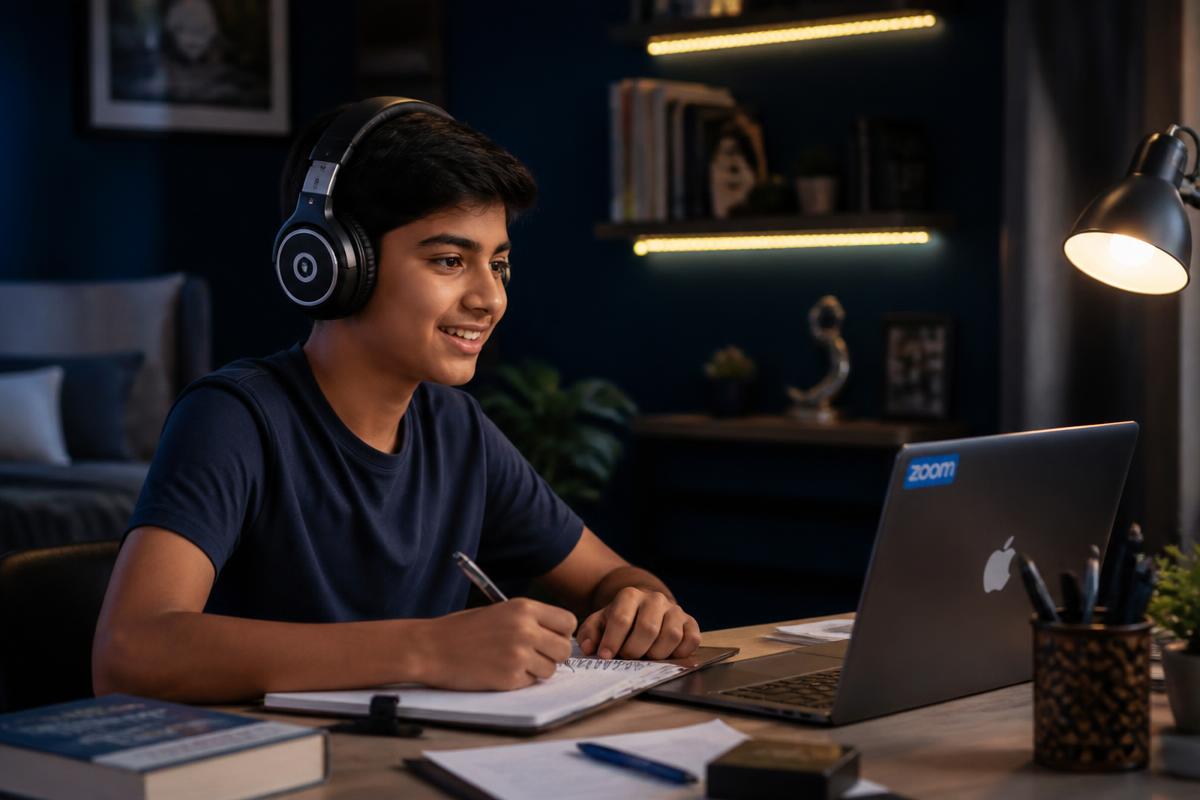 Student attending a live online Game Changer session
